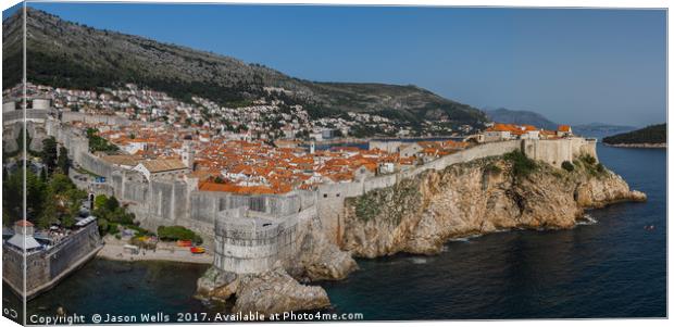 Dubrovnik city walls panorama Canvas Print by Jason Wells