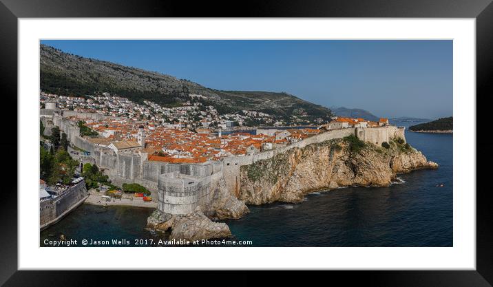 Dubrovnik city walls panorama Framed Mounted Print by Jason Wells