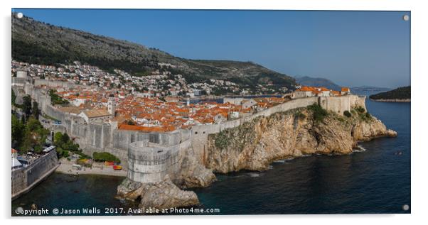 Dubrovnik city walls panorama Acrylic by Jason Wells