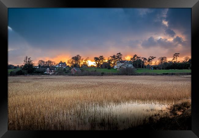Yarmouth Salt Marsh Sunset Framed Print by Wight Landscapes