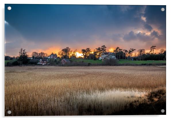 Yarmouth Salt Marsh Sunset Acrylic by Wight Landscapes