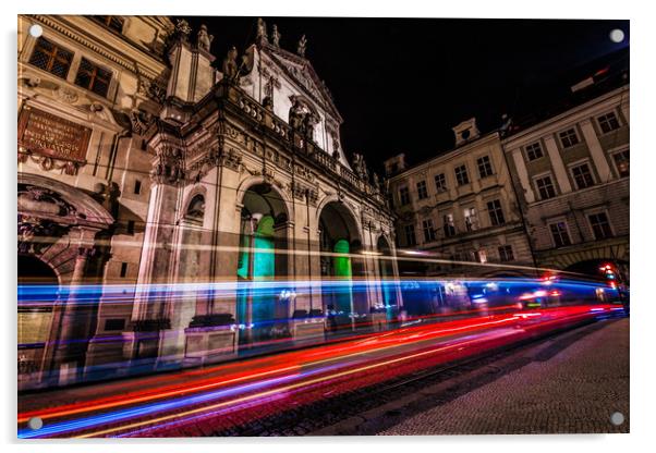 Prague Tram Lights  Acrylic by Ed Alexander