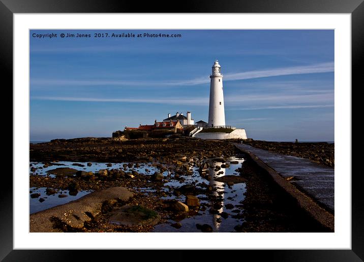 St Mary's Island reflections Framed Mounted Print by Jim Jones