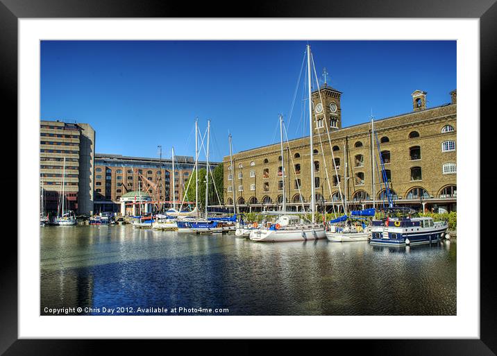 St Katherines Dock London Framed Mounted Print by Chris Day