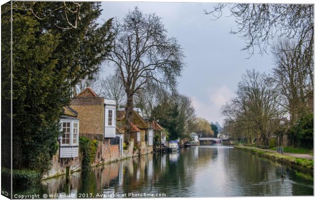Looking East up the River Lea in Ware. Canvas Print by Will Elliott