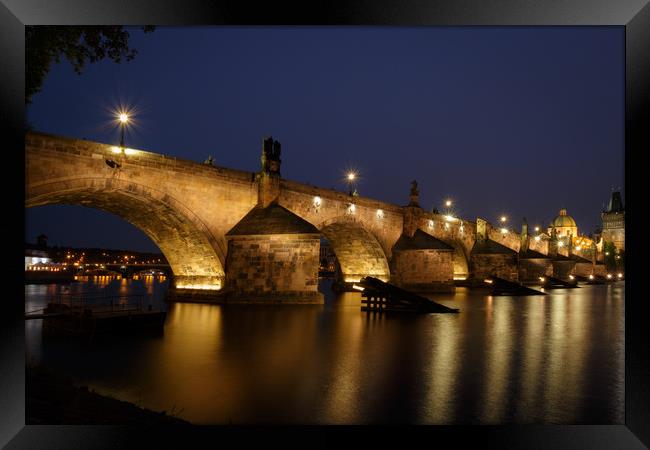 Charles Bridge at Night, Prague Framed Print by Ed Alexander