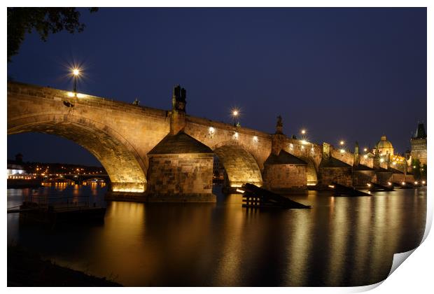 Charles Bridge at Night, Prague Print by Ed Alexander
