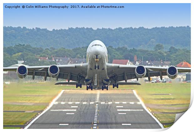 Airbus A380 Take off at Farnborough - 2 Print by Colin Williams Photography