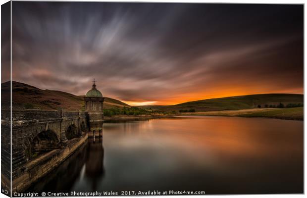Criag Goch Dam Sunset Canvas Print by Creative Photography Wales