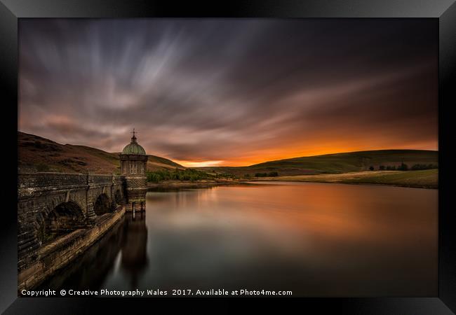 Criag Goch Dam Sunset Framed Print by Creative Photography Wales