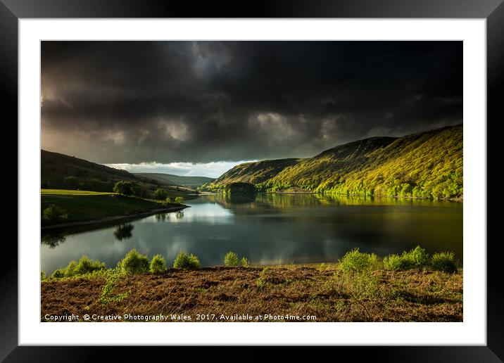 Spring light on Pen y Garreg, Elan Valley Reservoi Framed Mounted Print by Creative Photography Wales