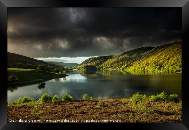 Spring light on Pen y Garreg, Elan Valley Reservoi Framed Print by Creative Photography Wales