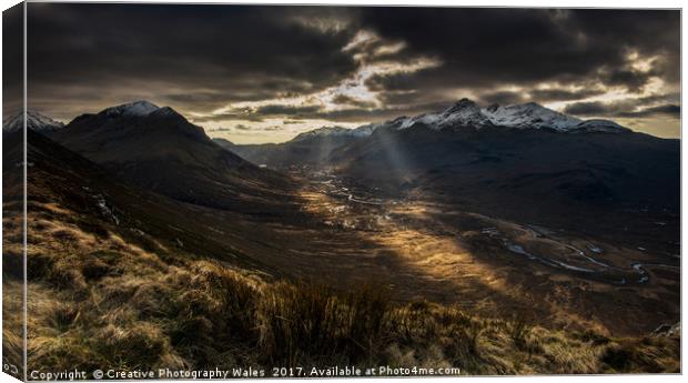 Cuillins Sunburst on the Isle of Skye Canvas Print by Creative Photography Wales
