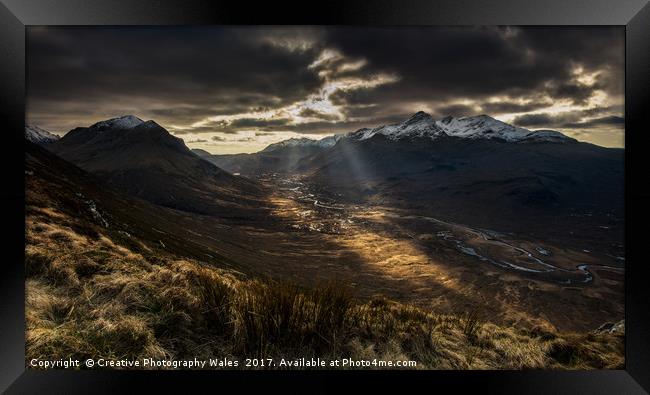 Cuillins Sunburst on the Isle of Skye Framed Print by Creative Photography Wales