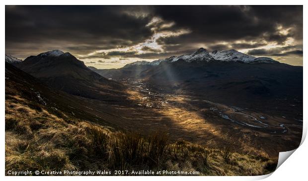 Cuillins Sunburst on the Isle of Skye Print by Creative Photography Wales