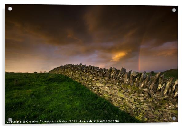 A stone wall and rainbow Acrylic by Creative Photography Wales