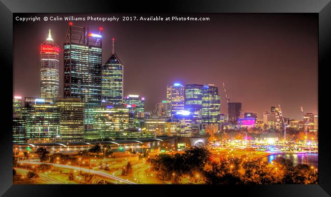The City Of Perth WA At Night - 1 Framed Print by Colin Williams Photography