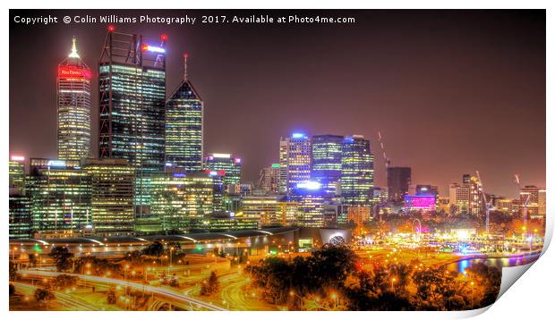 The City Of Perth WA At Night - 1 Print by Colin Williams Photography