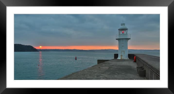 brixham breakwater lighthouse Framed Mounted Print by kevin murch