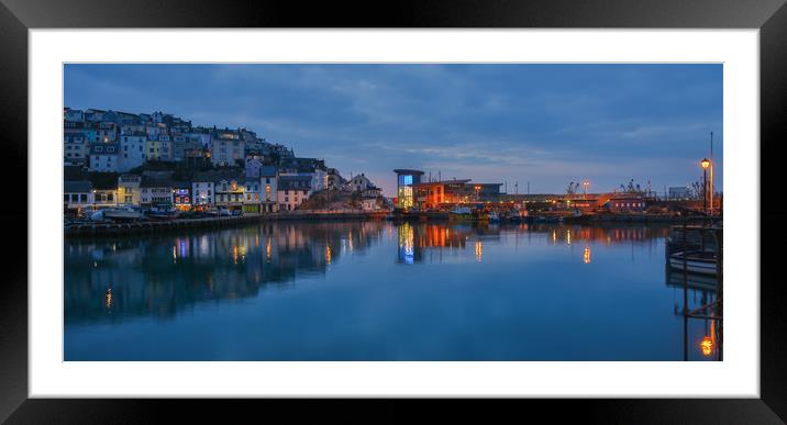 brixham harbour  and fish market Framed Mounted Print by kevin murch