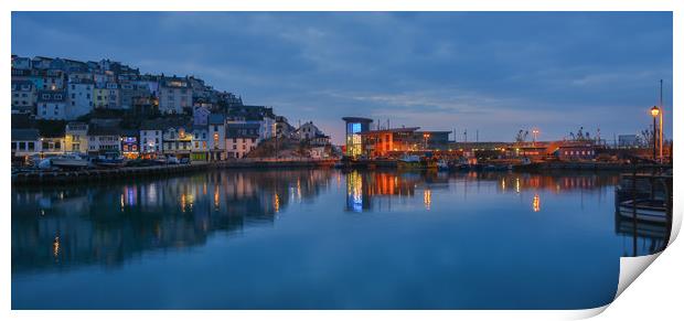 brixham harbour  and fish market Print by kevin murch