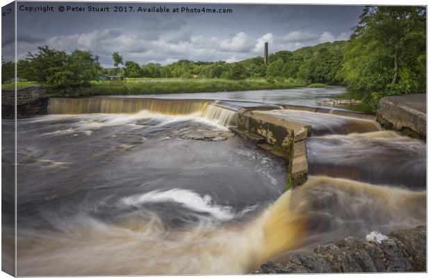 Storm hits the Ribble at Settle Canvas Print by Peter Stuart
