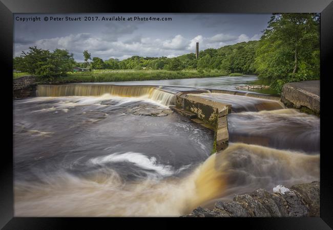 Storm hits the Ribble at Settle Framed Print by Peter Stuart