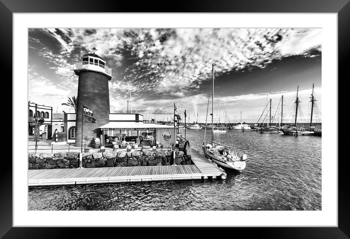 Waterbus arriving at the Marina in B&W Framed Mounted Print by Naylor's Photography