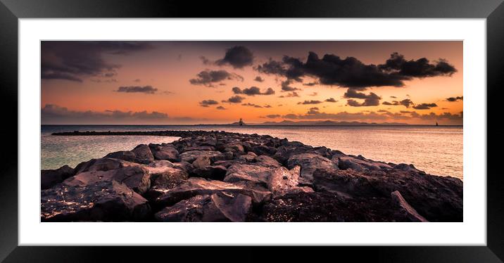 Sunset out to Sea Playa Blanca Framed Mounted Print by Naylor's Photography