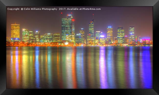 The City Of Perth WA At Night - 3 Framed Print by Colin Williams Photography