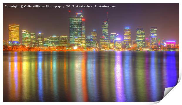 The City Of Perth WA At Night - 3 Print by Colin Williams Photography