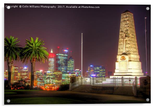 The City Of Perth WA At Night - 4 Acrylic by Colin Williams Photography