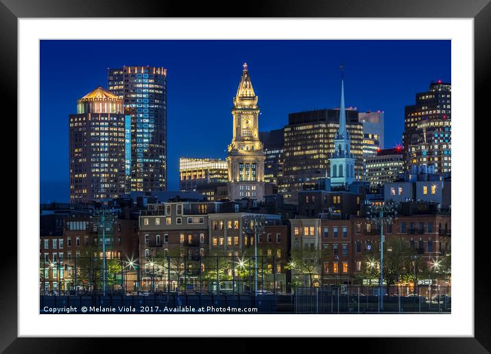 BOSTON Evening Skyline of North End & Financial Di Framed Mounted Print by Melanie Viola