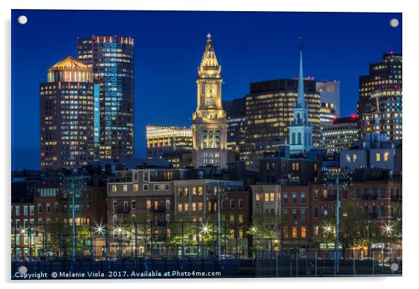 BOSTON Evening Skyline of North End & Financial Di Acrylic by Melanie Viola