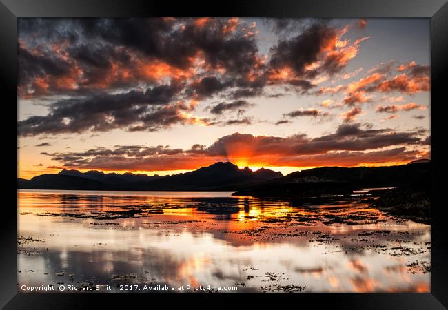 Sunset over the Cuillins Framed Print by Richard Smith
