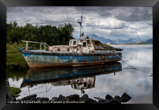 Sheltered mooring. Framed Print by Richard Smith
