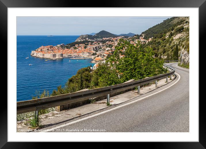 Meandering coastal road towards Dubrovnik Framed Mounted Print by Jason Wells