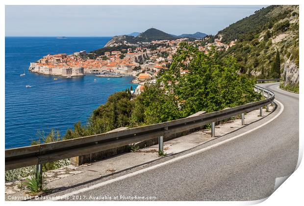 Meandering coastal road towards Dubrovnik Print by Jason Wells