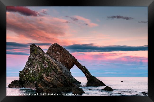 Bow Fiddle Rock Sunset Framed Print by John Russell