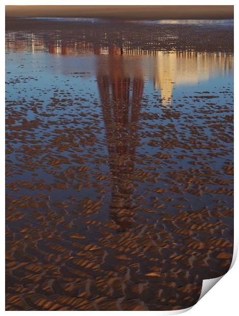 Blackpool Beach.  Print by Victor Burnside