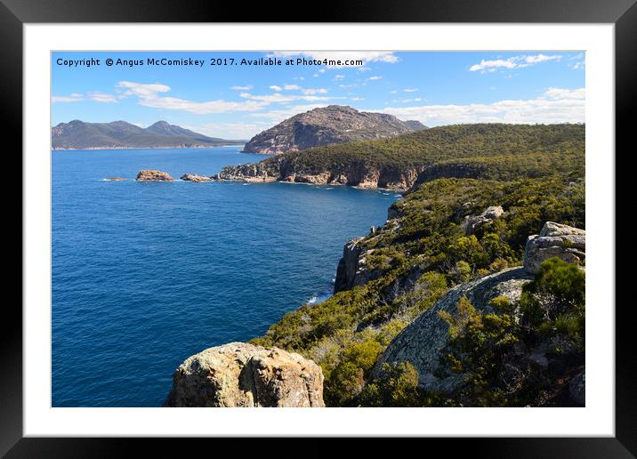 Cape Tourville looking towards Wineglass Bay Framed Mounted Print by Angus McComiskey