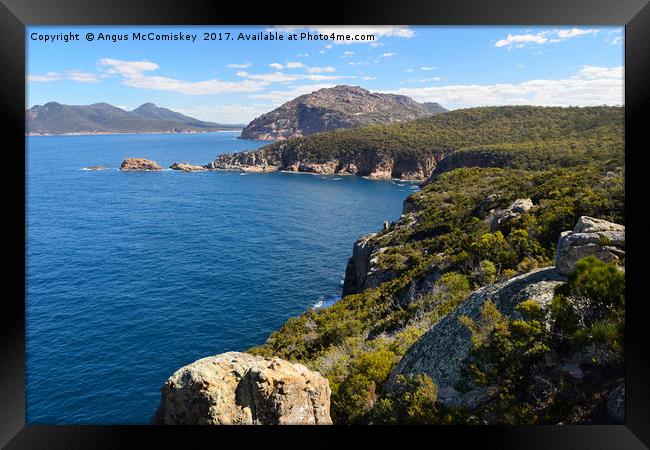 Cape Tourville looking towards Wineglass Bay Framed Print by Angus McComiskey