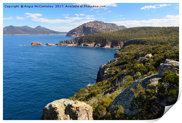 Cape Tourville looking towards Wineglass Bay Print by Angus McComiskey