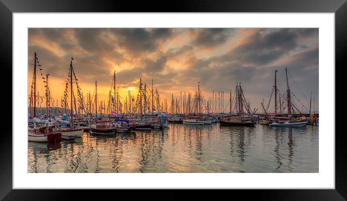 Old Gaffer Sunset Yarmouth Isle Of Wight Framed Mounted Print by Wight Landscapes