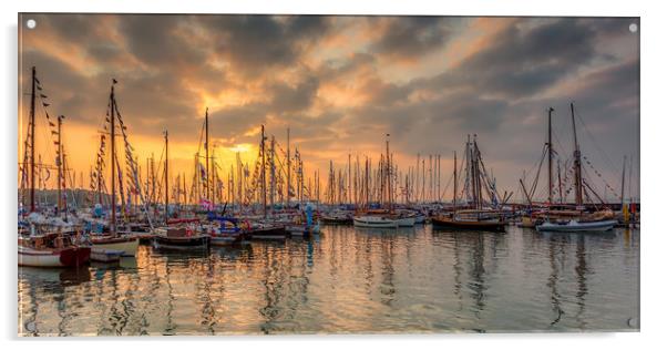 Old Gaffer Sunset Yarmouth Isle Of Wight Acrylic by Wight Landscapes