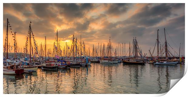 Old Gaffer Sunset Yarmouth Isle Of Wight Print by Wight Landscapes