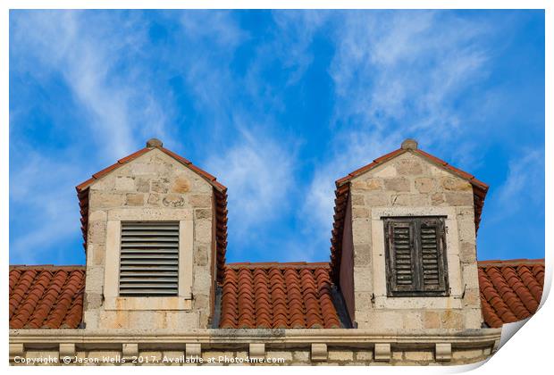 Looking upward at the Dubrovnik architecture Print by Jason Wells