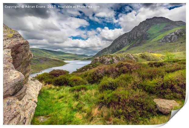 Tryfan And Ogwen Lake Print by Adrian Evans