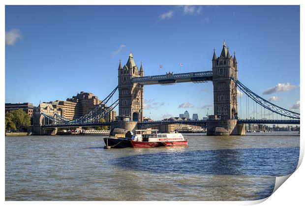 Tower Bridge with Canary Wharf in the Background Print by Chris Day