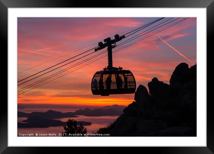Silhouette of the Dubrovnik cable car Framed Mounted Print by Jason Wells
